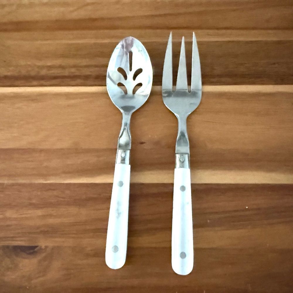 Vintage Farberware Thailand Serving Set Retro Ivory Flatware Silverware Lot of 2